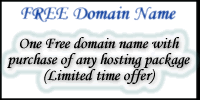 FREE DOMAIN NAME :: 1 (one) FREE domain name with the purchase of any hosting package. This also includes any customized package!